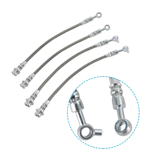 Front & Rear Braided Brake Line Hose Set Suitable For Nissan Patrol GQ Y60 1988¡§C1997 / Ford Maverick DA 1988¡§C1994