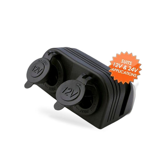 12V-24V Dual Port Surface Mount Cigarette Lighter Suitable for Car Boat Caravan