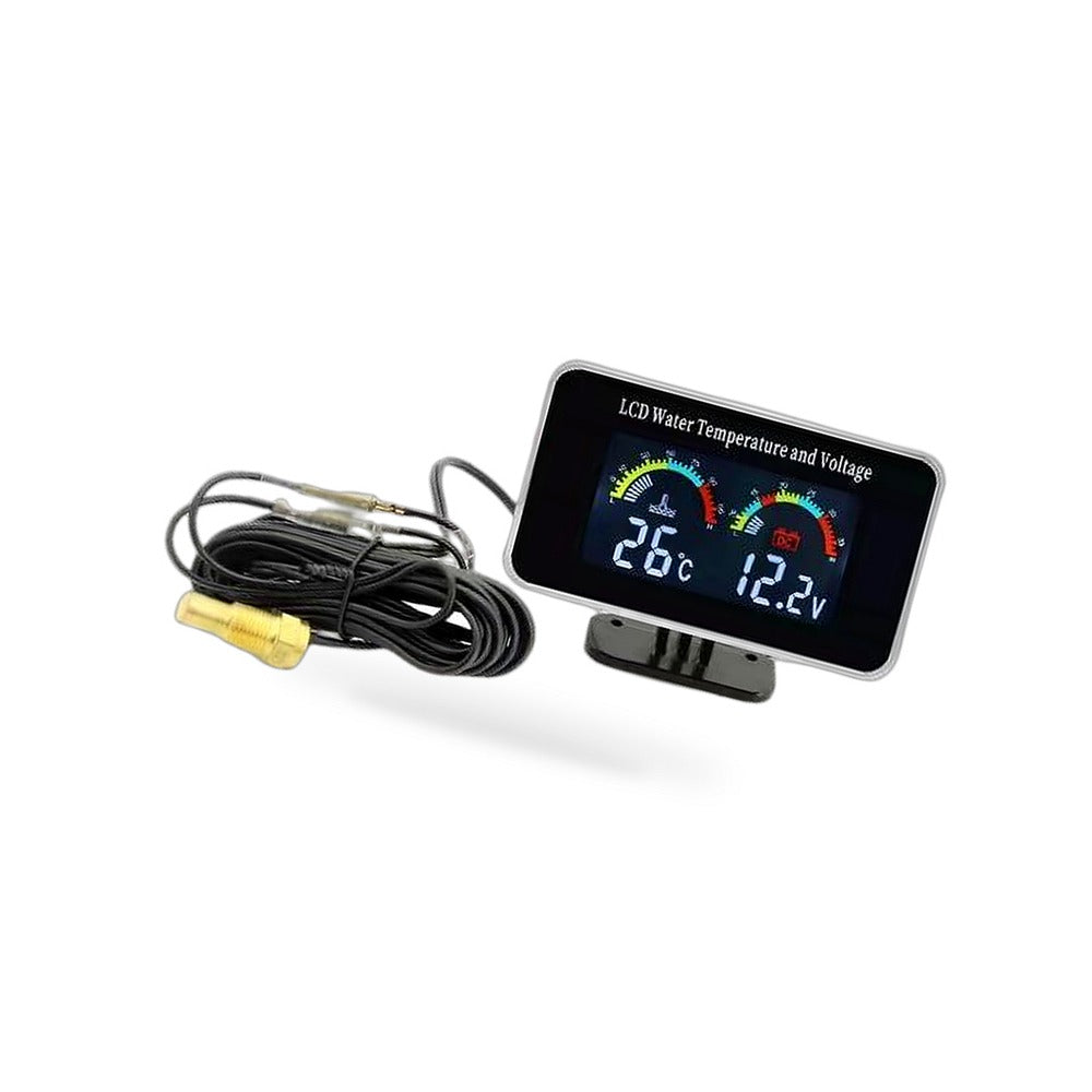 2-in-1 Car Digital LCD Water Temperature Meter & Voltmeter Gauge Suitable for 12