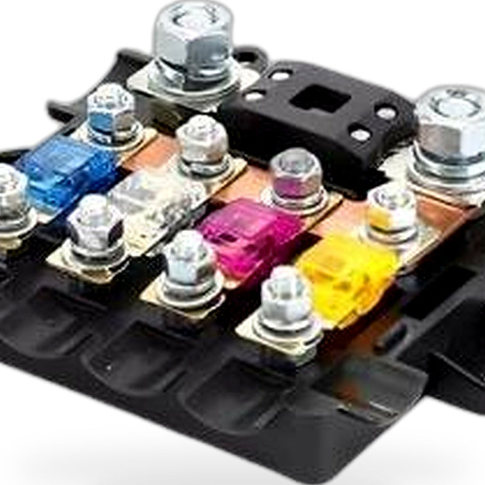 BX2054 fuse box+fuse pads (5 pieces: 300A, 150A, 80A, 100A, 60A), BX2054 fuse box five way one in and four out fuse holder box modified RV power protection collector - XQ1