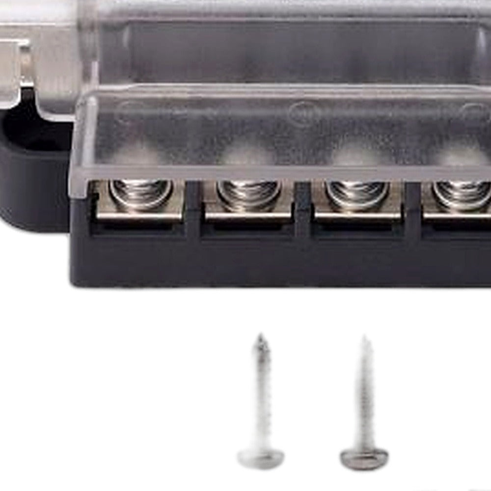 Car 4-way fuse box (equipped with four fuses: 5A, 1, 10A, 2, 15A, 1) Compact 1 in 4 out circuit with cover screw terminal block - XQ1