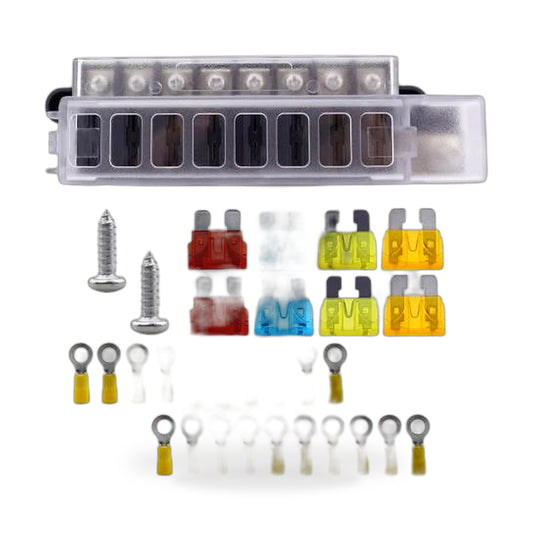 RV yacht 8-way fuse box 1 in 8 out fuse holder insulated transparent cover plug-in fuse - ZT2