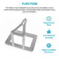 Universal Aluminum Billet Battery Tray Hold Down Relocation Box Mount OEM 551181