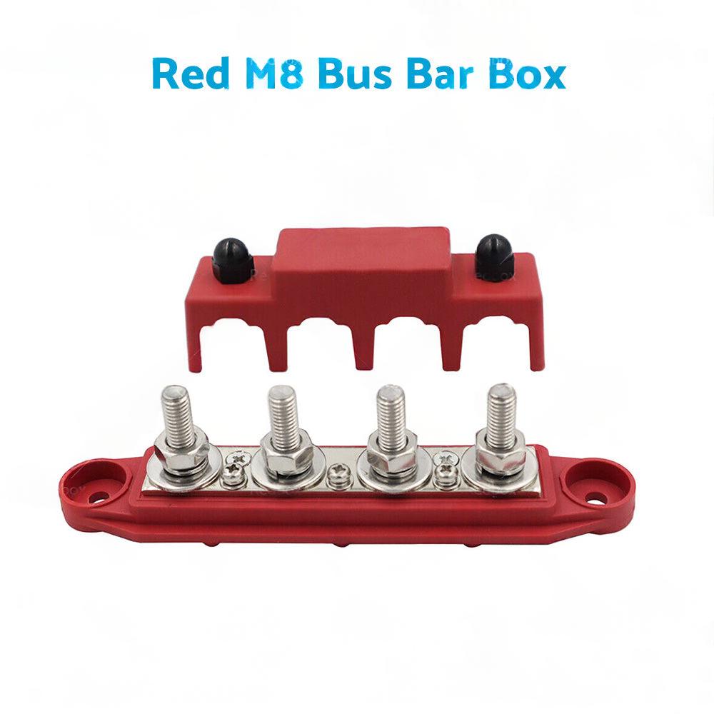 1x M8 or M10 DC 48V Studs Bus Bar Power Distribution Box Terminal Block Red or Black