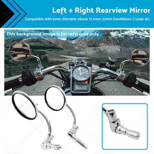 {{ Chrome Round Rearview Bar End Mirror Suitable for Motorcycle Chopper Racer }} - Buy Car Parts Online at {{ Kaka Auto Parts }}.