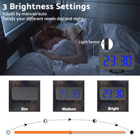 Digital Alarm Clock with Mirror LED Display Suitable For Wall & Bedroom, Snooze Function, Dim Mode