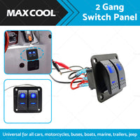 {{ 2 Gang Blue LED Light Rocker Switch Panel Dual LED Boat Car Waterproof }} - Buy Car Parts Online at {{ Kaka Auto Parts }}.