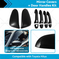 {{ Black Mirror Covers  Door Handles Kit Suitable for Toyota Hilux 2015 - 2023 }} - Buy Car Parts Online at {{ Kaka Auto Parts }}.