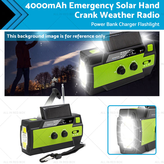 {{ 4000mAh Emergency Solar Hand Crank Weather Radio Power Bank Charger Flashlight }} - Buy Car Parts Online at {{ Kaka Auto Parts }}.