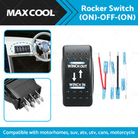 {{ 7-Pin Winch In Out Rocker Switch Blue LED Rocker Toggle Switch 12V-24V ON OFF ON }} - Buy Car Parts Online at {{ Kaka Auto Parts }}.