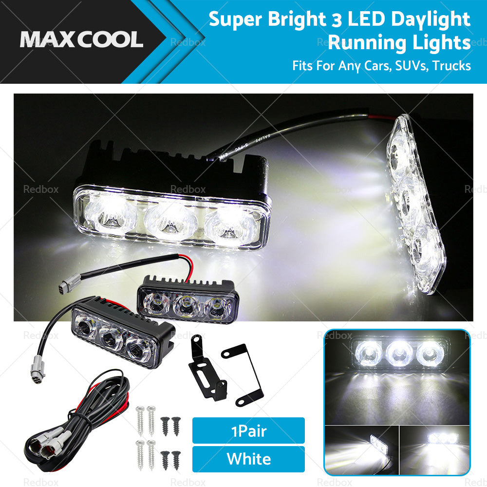 {{ 2X Super Bright 3 LED Daylight Running Lights Daytime Driving Light DRL White }} - Buy Car Parts Online at {{ Kaka Auto Parts }}.