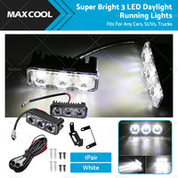 {{ 2X Super Bright 3 LED Daylight Running Lights Daytime Driving Light DRL White }} - Buy Car Parts Online at {{ Kaka Auto Parts }}.