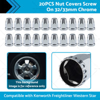 {{ 20x Nut Covers Screw Chrome 33mm Suitable for Kenworth Freightliner Western Star }} - Buy Car Parts Online at {{ Kaka Auto Parts }}.