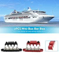 {{ 2PCS M10 4 Post 250A DC 48V Studs Bus Bar Power Distribution Box Terminal Block }} - Buy Car Parts Online at {{ Kaka Auto Parts }}.