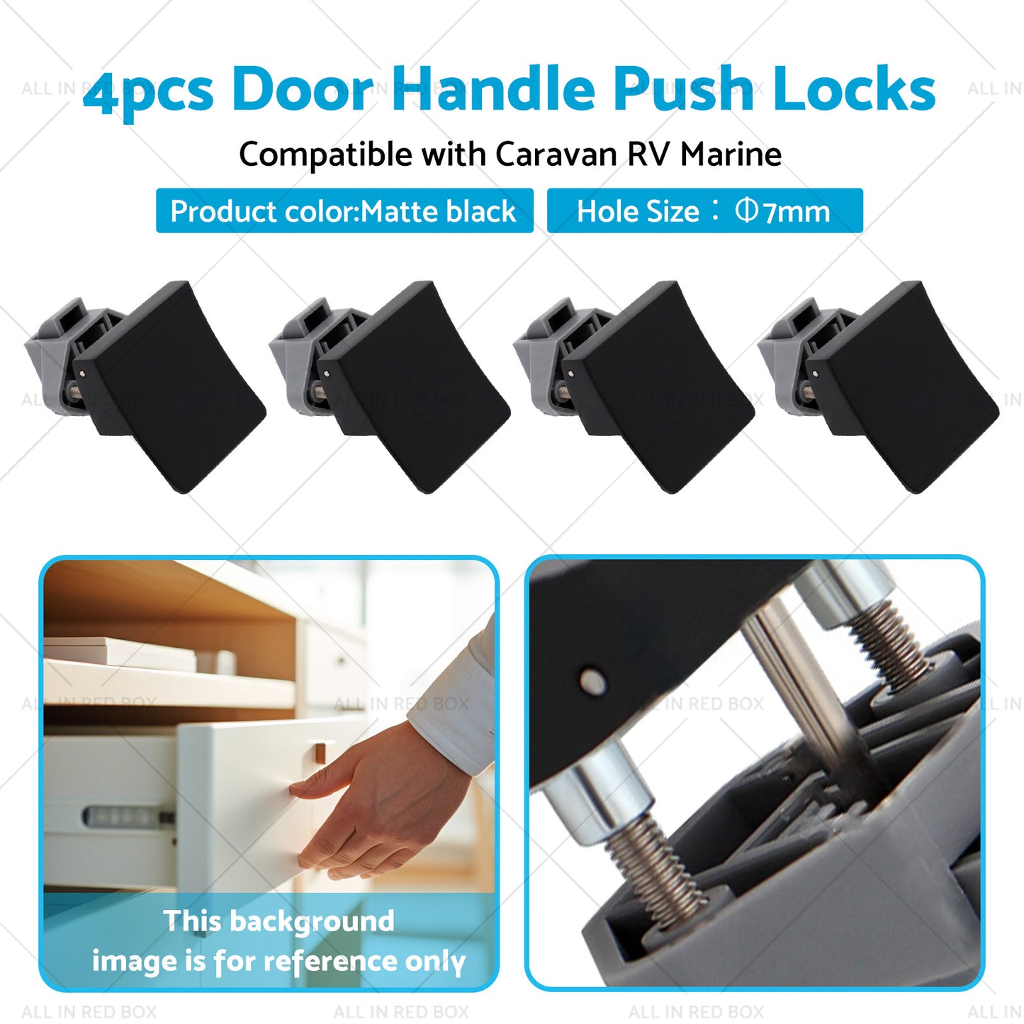 {{ 4pcs Handle Push Locks Square Shape Suitable for Caravan RV Marine Latch Knob }} - Buy Car Parts Online at {{ Kaka Auto Parts }}.