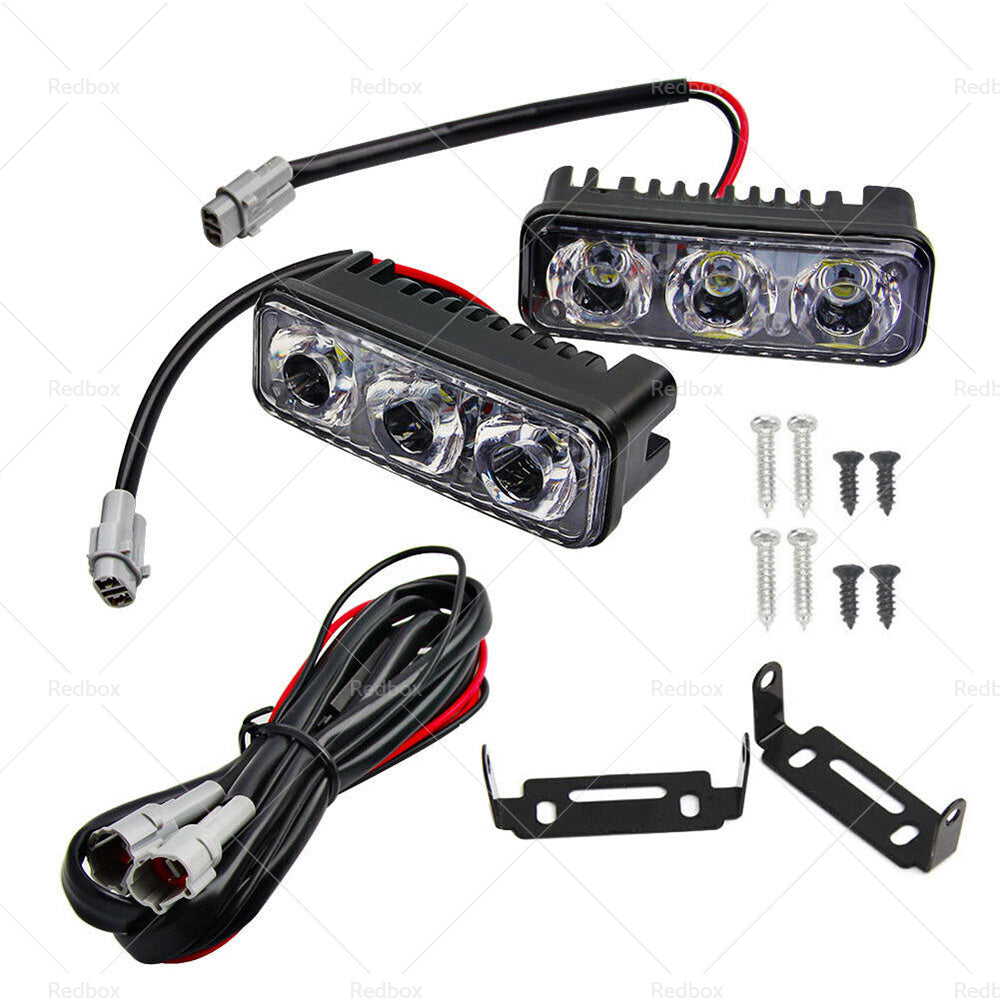 {{ 2X Super Bright 3 LED Daylight Running Lights Daytime Driving Light DRL White }} - Buy Car Parts Online at {{ Kaka Auto Parts }}.