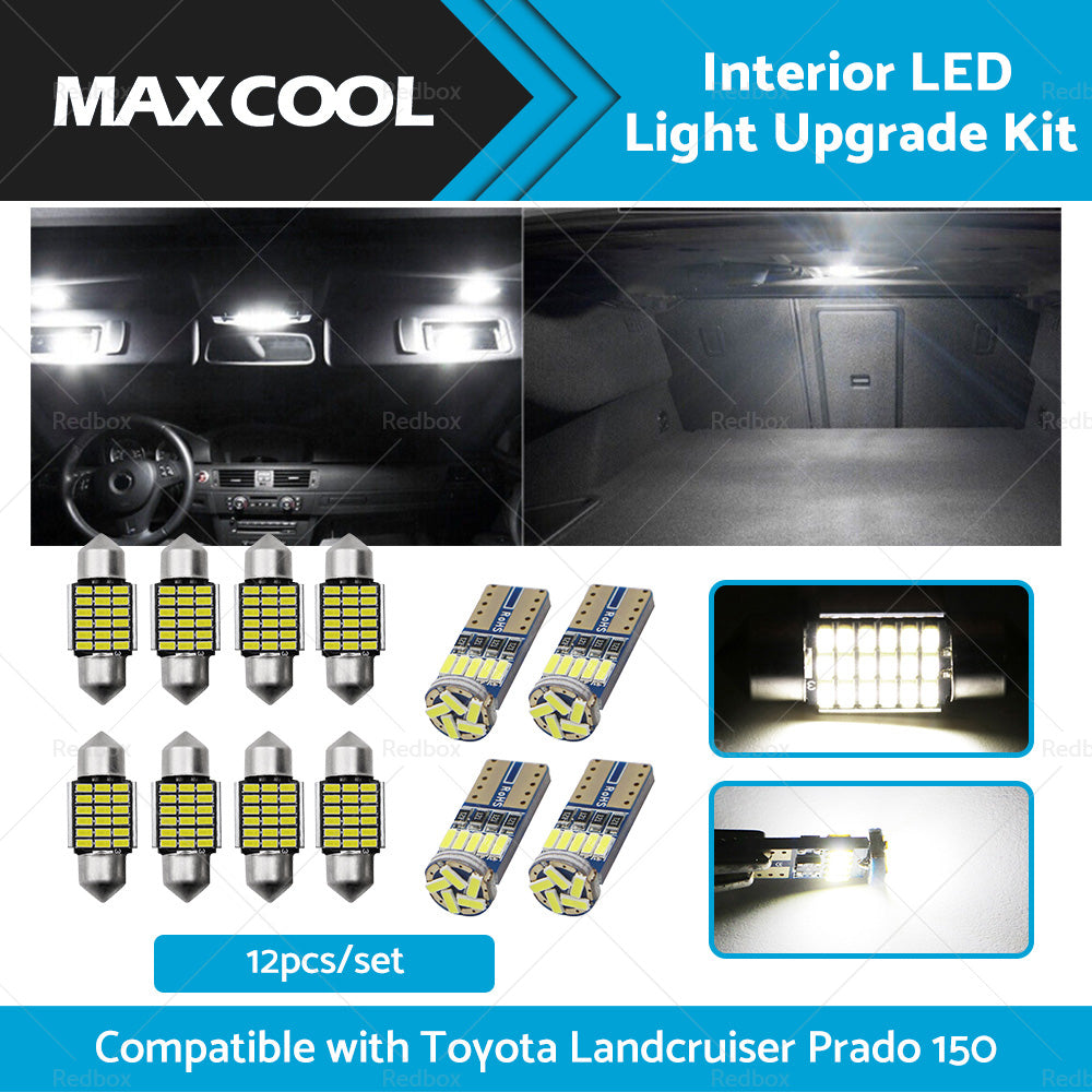 {{ 12Pcs Interior LED Light Upgrade Kit Suitable For Toyota Landcruiser Prado 150 }} - Buy Car Parts Online at {{ Kaka Auto Parts }}.