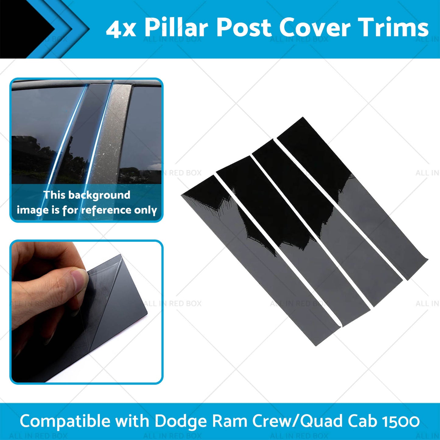 {{ 4x Black Pillar Post Cover Trims Suitablefor Dodge Ram Crew or Quad Cab 1500 09-18 }} - Buy Car Parts Online at {{ Kaka Auto Parts }}.
