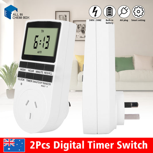 {{ 2Pcs 240V LCD Digital Timer Switch Automation Socket Electric Programmable Power }} - Buy Car Parts Online at {{ Kaka Auto Parts }}.