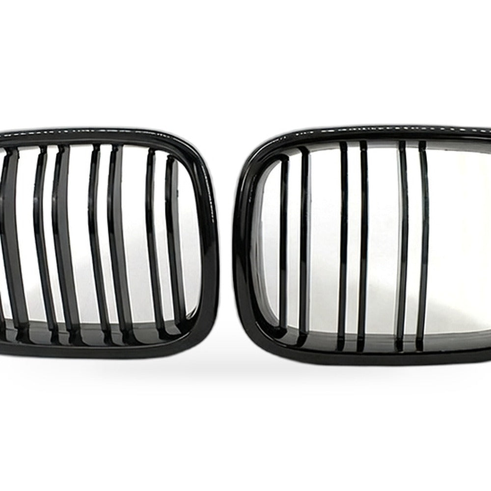 Gloss Black Double Line Grille Red Yellow Mesh Suitable for BMW E39 99-04 - XQ1