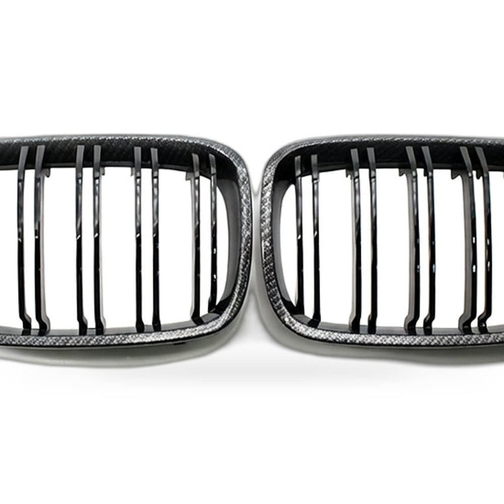 Carbon Texture Double Line Grille Suitable for BMW 1 Series F20 2011-2014 - XQ1