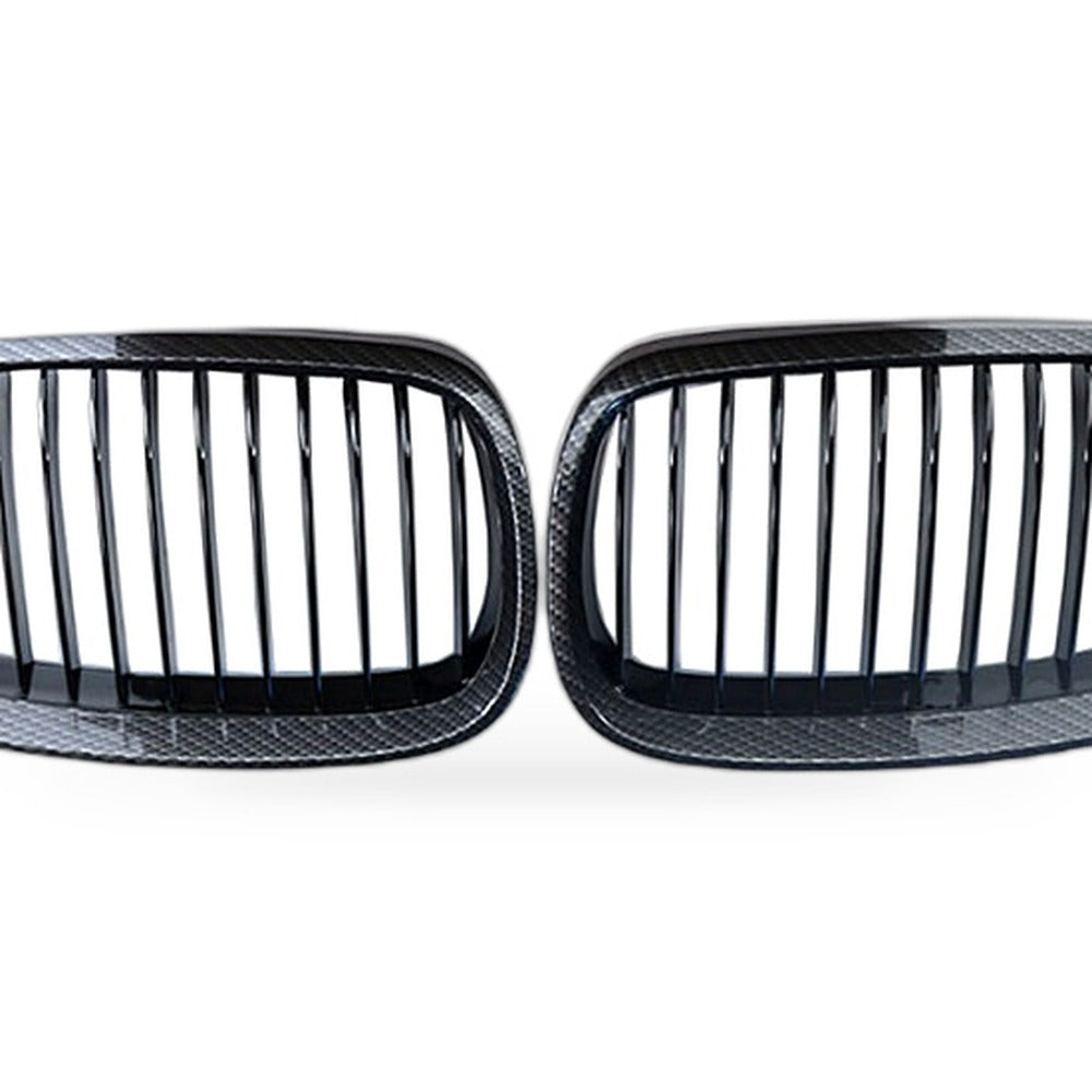 BMW 3 Series E92 M3 06-09 Carbon Fiber Single Line Double Bar Grille Front Face - XQ1
