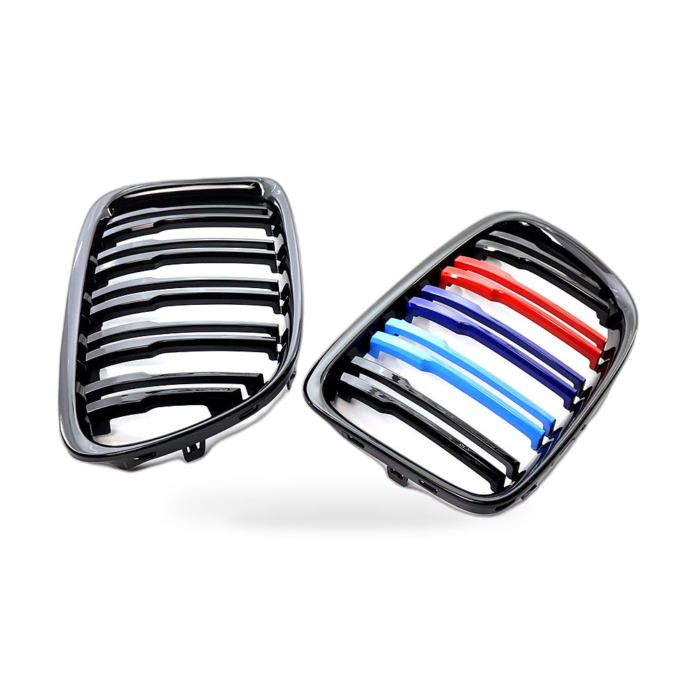 Double Line Glossy Black Tri-Color Grille Suitable for BMW X1 E84 2010-2014 - ZT3