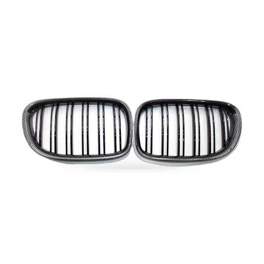 Carbon Pattern Glossy Black Double Line Front Grille Suitable for BMW 7 Series - ZT2