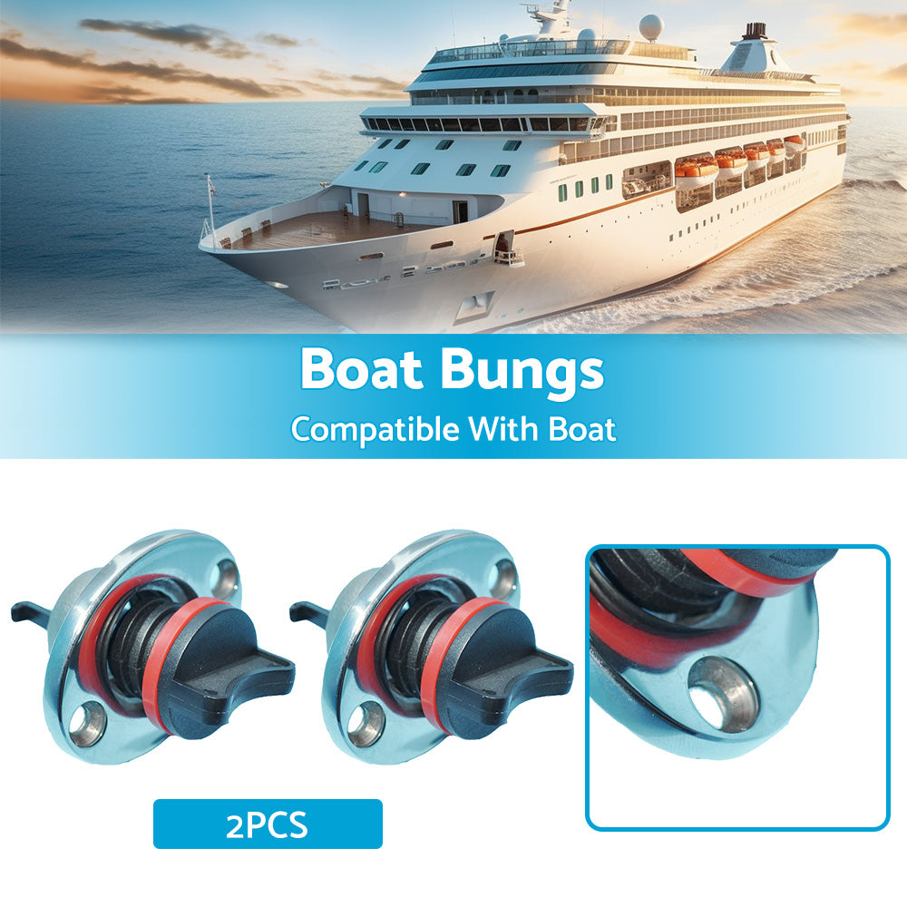 {{ 2x Boat Bungs Chrome Base with plastic Bung Coarse Thread Transom Bung Complete }} - Buy Car Parts Online at {{ Kaka Auto Parts }}.
