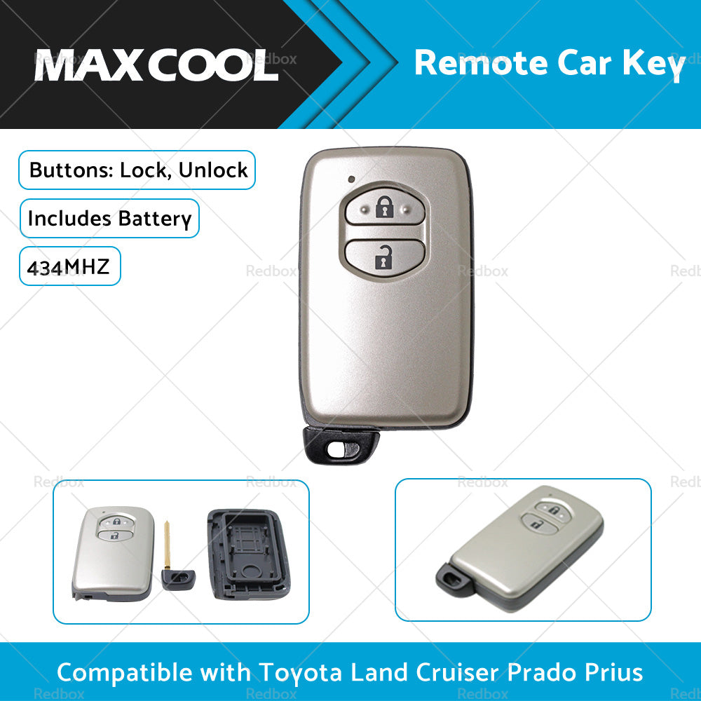 {{ 2 Buttons Complete Remote Car Key Suitable For Toyota Land Cruiser Prado 434MHZ }} - Buy Car Parts Online at {{ Kaka Auto Parts }}.