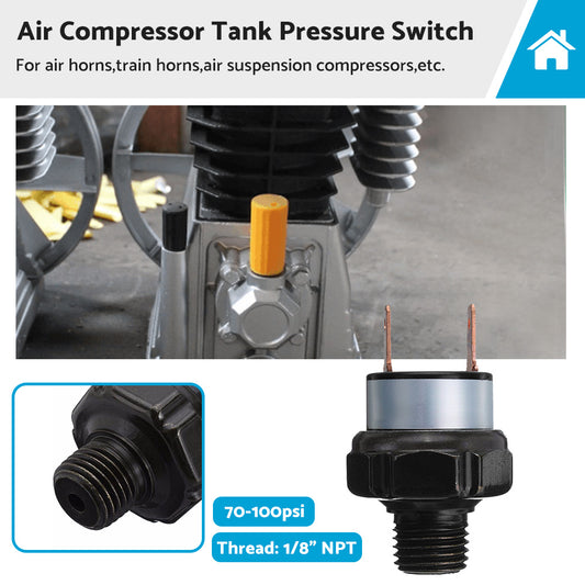 {{ 1 8inch NPT Air Compressor Tank Pressure Control Switch 70psi ON 100psi OFF 12V 24V }} - Buy Car Parts Online at {{ Kaka Auto Parts }}.