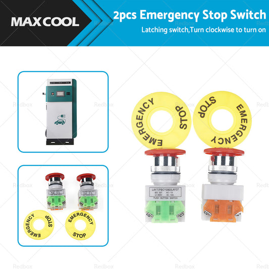 {{ 2Pcs Emergency Stop Button Shut Off Push Button Switch Red Mushroom }} - Buy Car Parts Online at {{ Kaka Auto Parts }}.