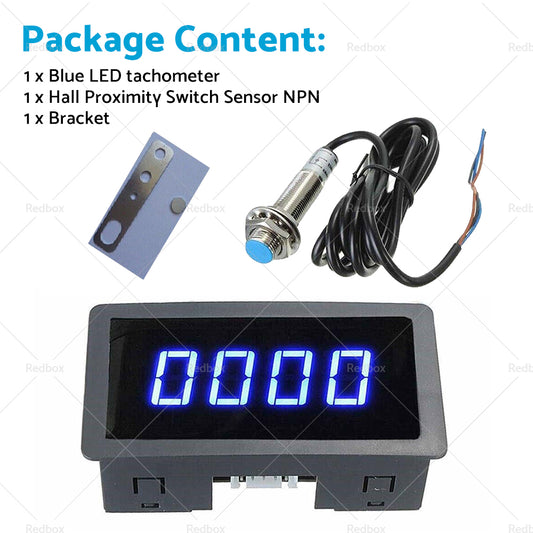 4 Digital LED Tachometer RPM Speed Meter  Hall Proximity Switch Sensor NPN Set