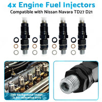 4x Engine Fuel Injectors Suitable for Nissan Navara TD27 D21 2. 7L 16600-43G23