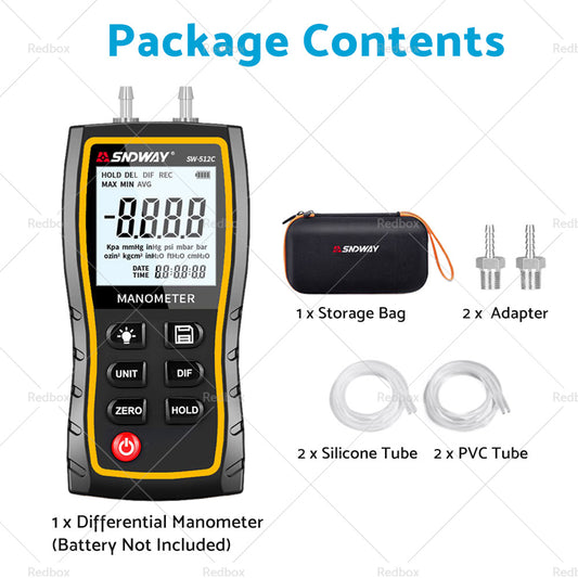 Digital Differential Manometer 隆脌103. 42KPa Air Pressure Meter Digital