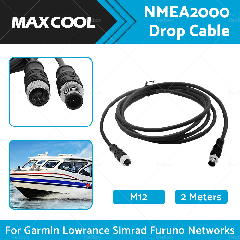 {{ 2m NMEA2000 Drop Cable Black 5-Core Female Straight Head to Male Straight Head }} - Buy Car Parts Online at {{ Kaka Auto Parts }}.