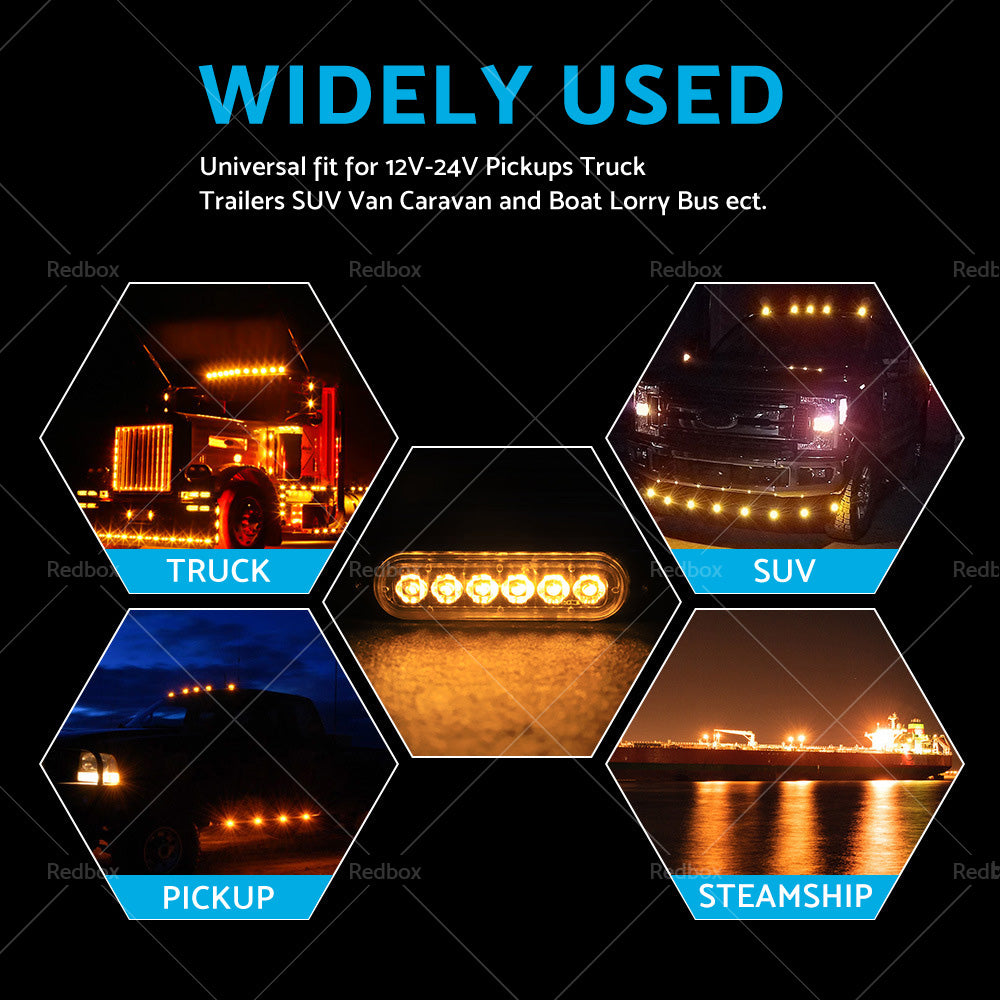 {{ 4 PCS Car Truck 6 LED Strobe Flash Light Emergency Warning Flashing Lamp Yellow }} - Buy Car Parts Online at {{ Kaka Auto Parts }}.