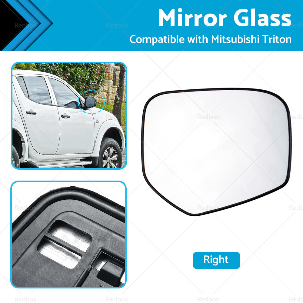{{ FRONT RIGHT SIDE MIRROR GLASS W  BACK PLATE SUITABLE FOR MITSUBISHI TRITON 06-15 }} - Buy Car Parts Online at {{ Kaka Auto Parts }}.