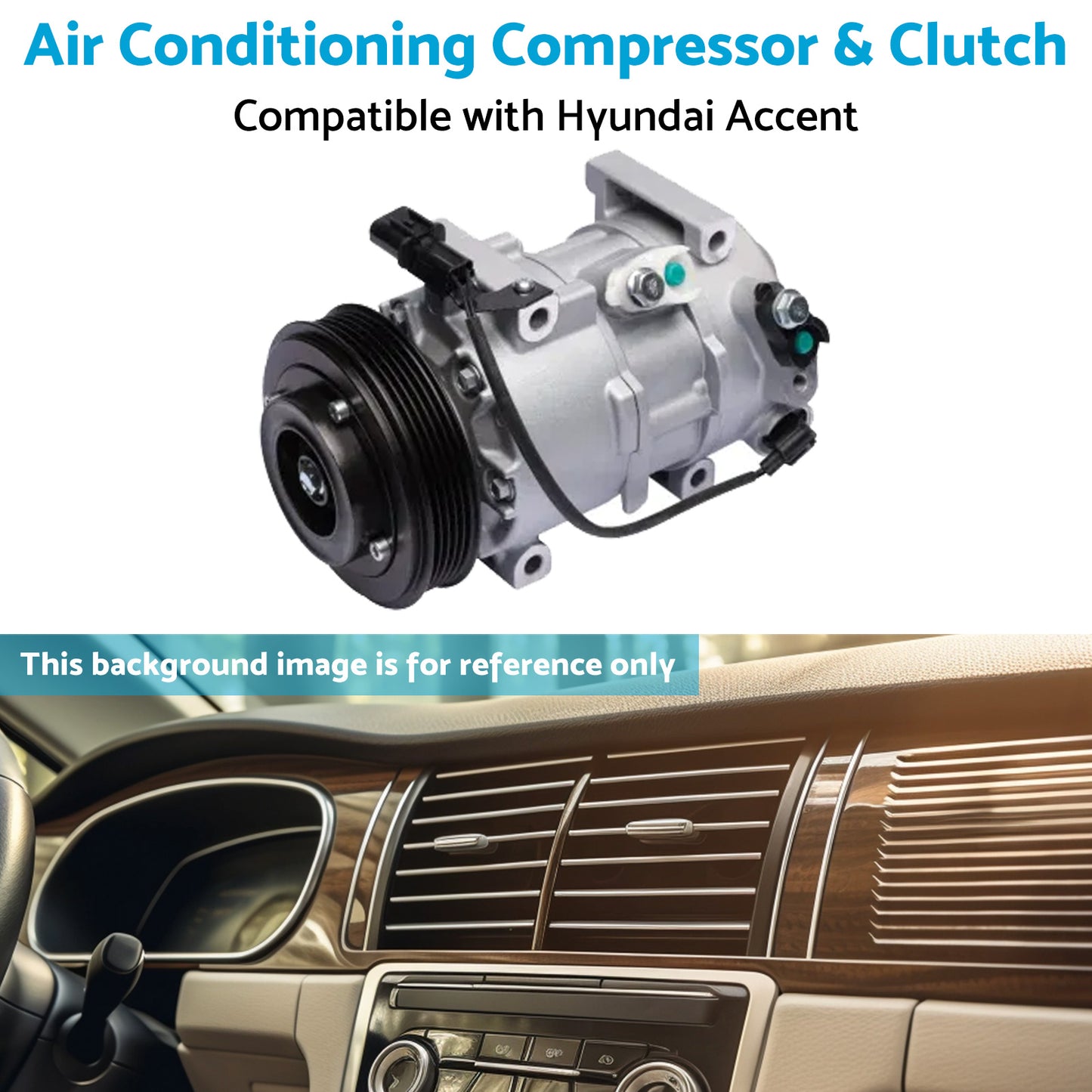 {{ Air Conditioning Compressor  and  Clutch Suitable for Hyundai Accent 14-19 1. 4L }} - Buy Car Parts Online at {{ Kaka Auto Parts }}.