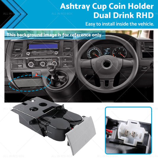 {{ Suitable ForVW T5 Transporter Ashtray Cup Coin Holder Dual Drink RH 7H285860130T }} - Buy Car Parts Online at {{ Kaka Auto Parts }}.