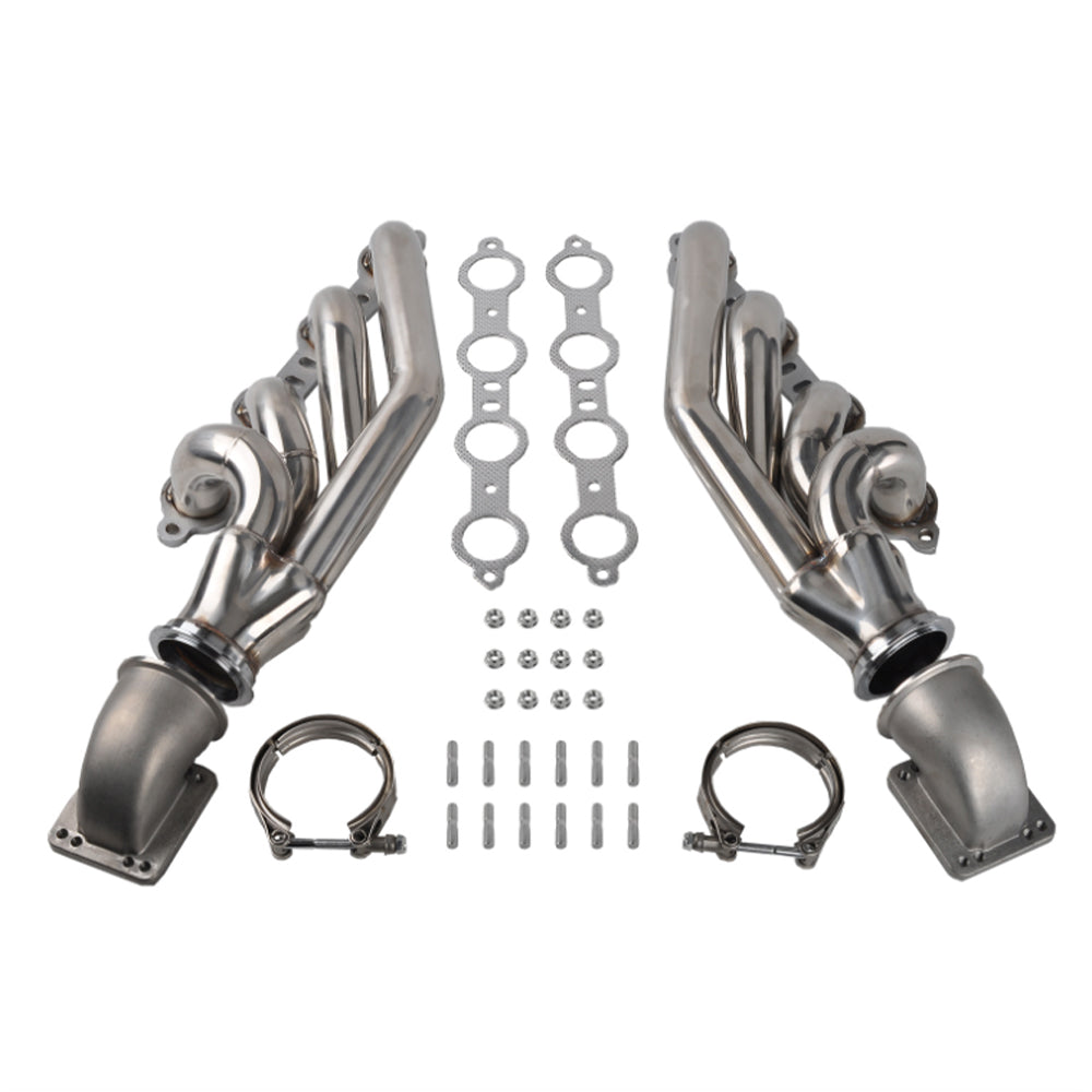 2x Turbo Exhaust Header Kit T3 T4 Suitable For Chevy LS1 LS2 LS6 LSX Camaro GTO
