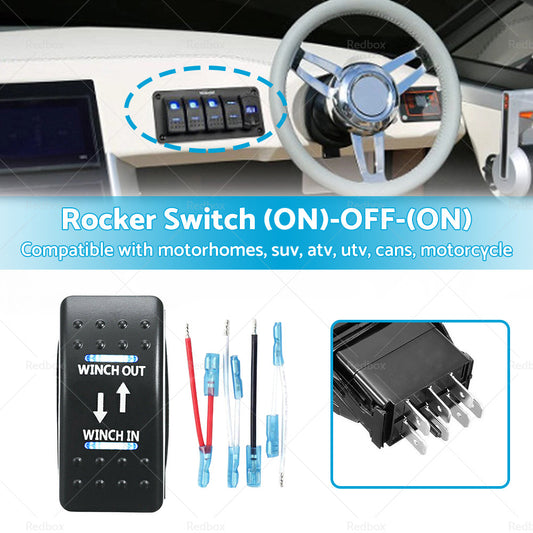 {{ 7-Pin Winch In Out Rocker Switch Blue LED Rocker Toggle Switch 12V-24V ON OFF ON }} - Buy Car Parts Online at {{ Kaka Auto Parts }}.
