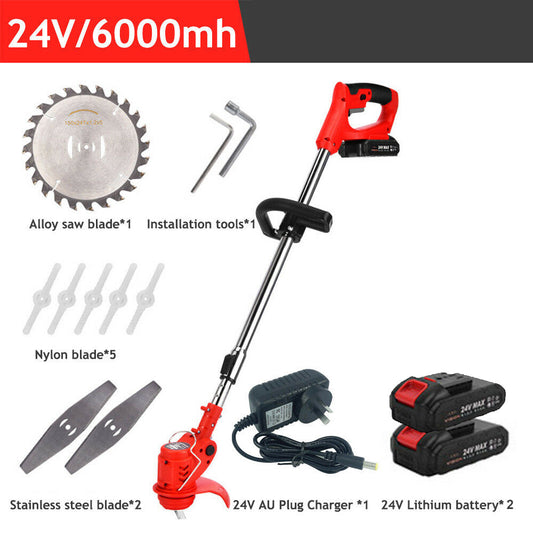 2x Battery Cordless Grass Trimmer Lawn Electric Whipper Snipper Strimmer 7-Blade Suitable For Universal