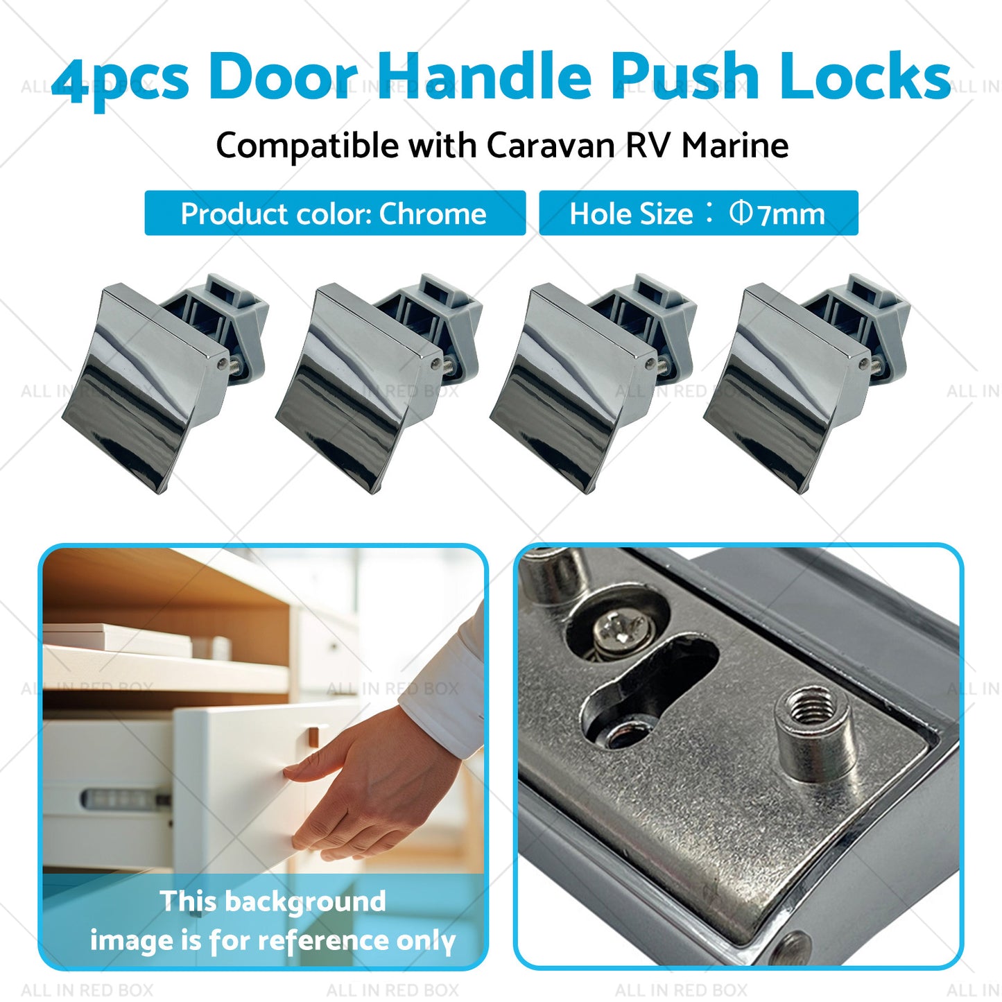 {{ 4x Door Handle Push Locks Suitable for Caravan RV Marine Cupboard Latch Knob }} - Buy Car Parts Online at {{ Kaka Auto Parts }}.