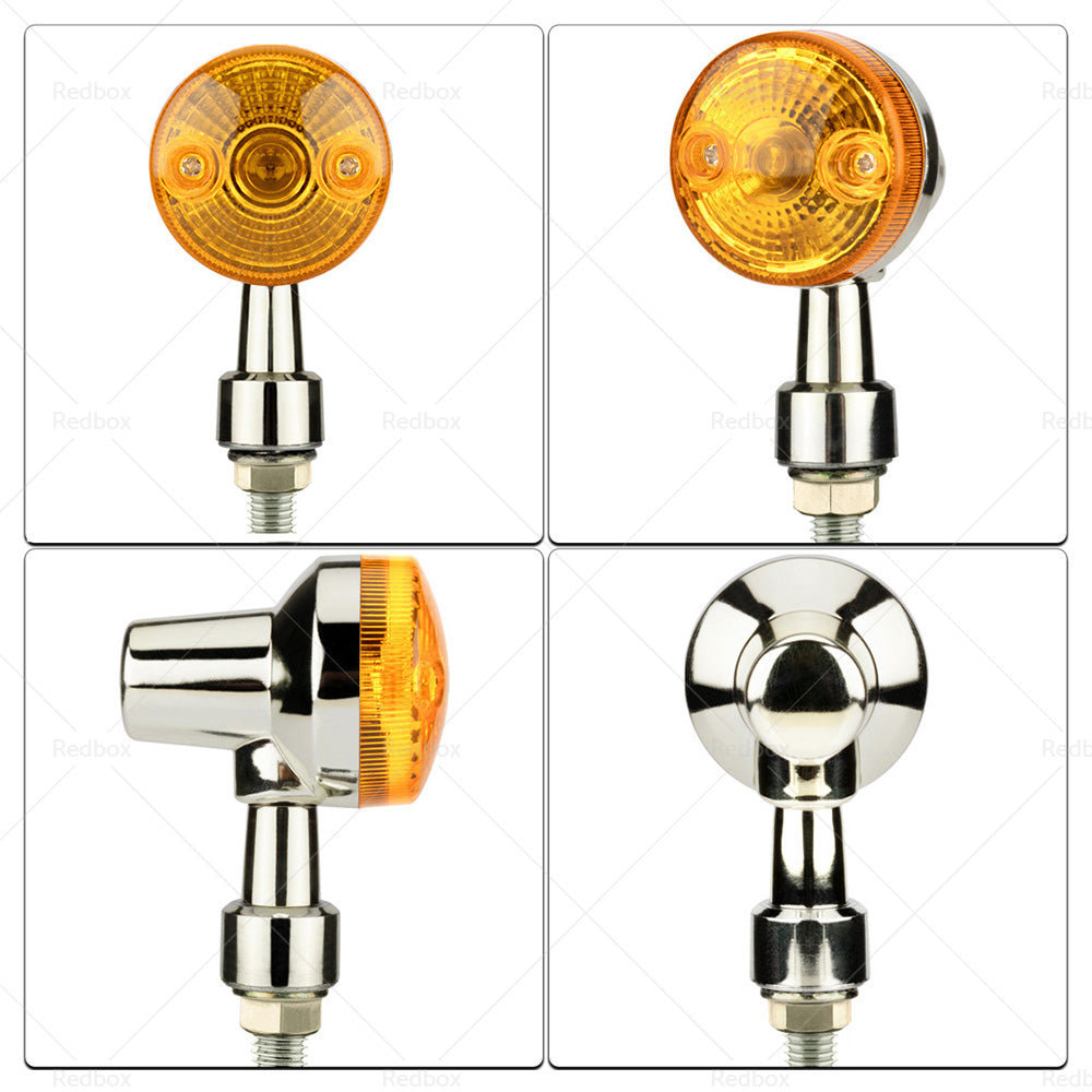 {{ 4x Chrome Motorcycle Turn Signal Lights Amber Indicators Blinker Universal Bulb }} - Buy Car Parts Online at {{ Kaka Auto Parts }}.