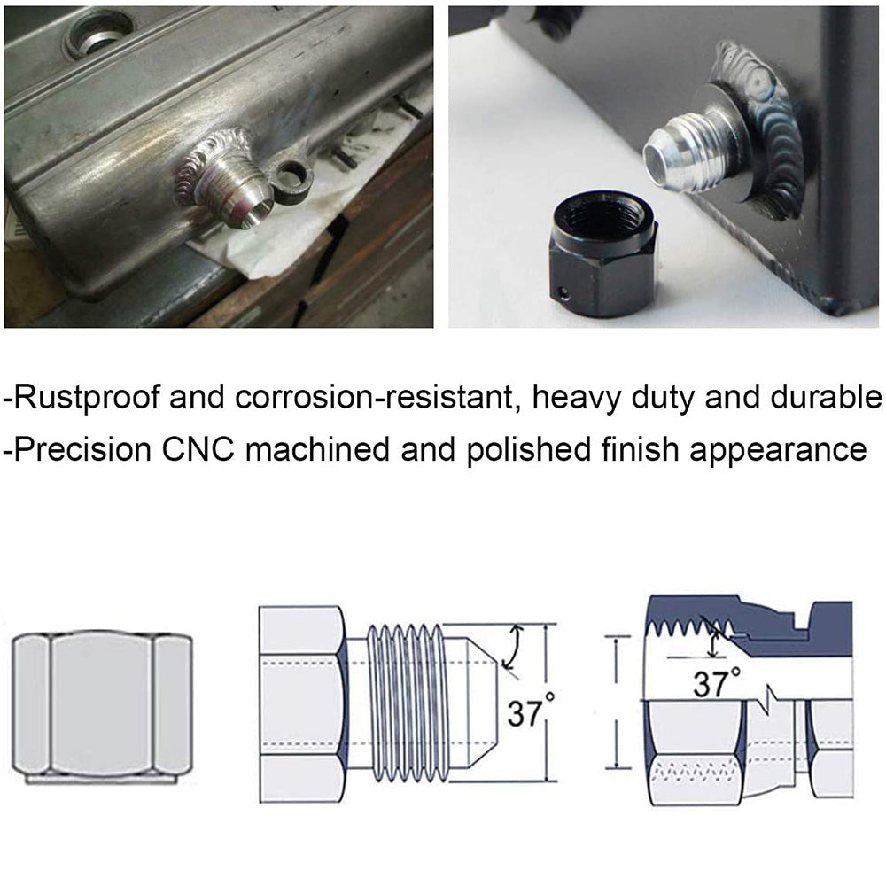 AN8 Male Aluminium Weld-On JIC Bungs x 2 Fitting -10AN JXSS032-10-A