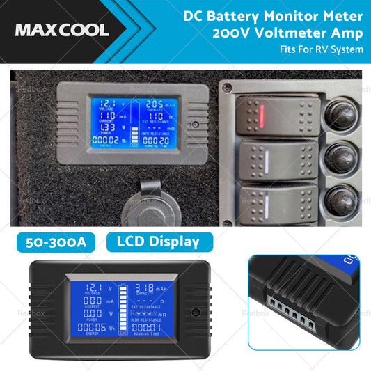 {{ 50-300A LCD Display DC Battery Monitor Meter 200V Voltmeter Amp For RV System }} - Buy Car Parts Online at {{ Kaka Auto Parts }}.