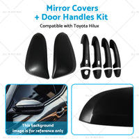 {{ Black Mirror Covers  Door Handles Kit Suitable for Toyota Hilux 2015 - 2023 }} - Buy Car Parts Online at {{ Kaka Auto Parts }}.