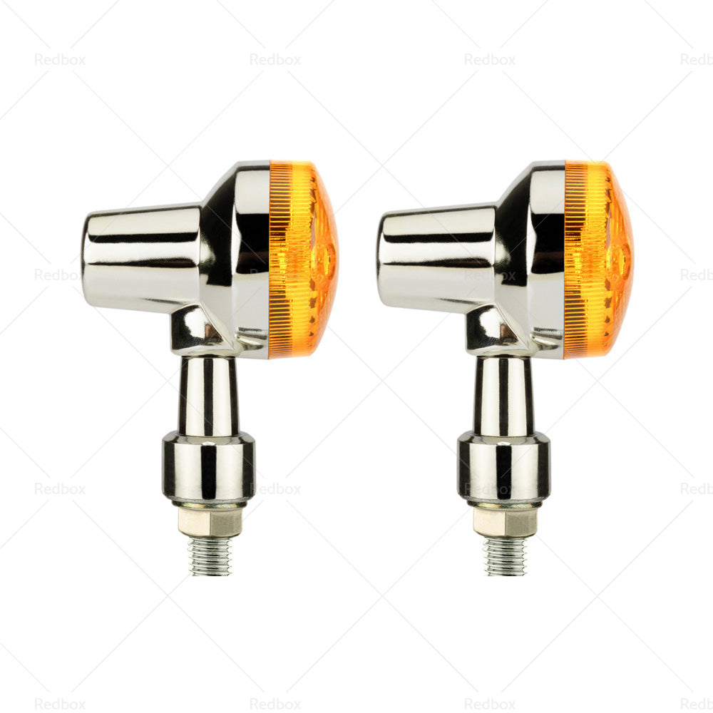 {{ 4x Chrome Motorcycle Turn Signal Lights Amber Indicators Blinker Universal Bulb }} - Buy Car Parts Online at {{ Kaka Auto Parts }}.