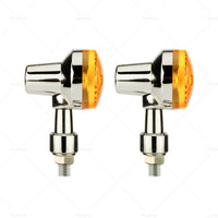 {{ 4x Chrome Motorcycle Turn Signal Lights Amber Indicators Blinker Universal Bulb }} - Buy Car Parts Online at {{ Kaka Auto Parts }}.